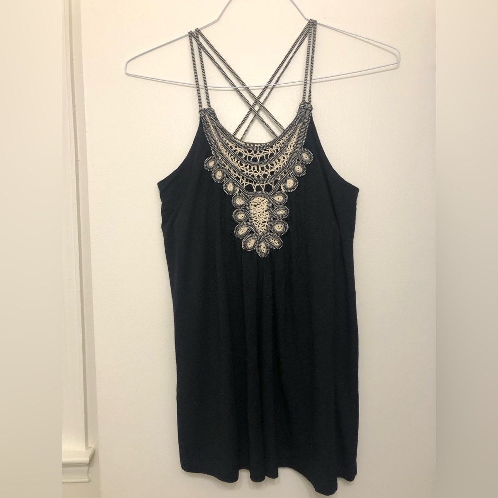 Black Strappy Knit Blouse
